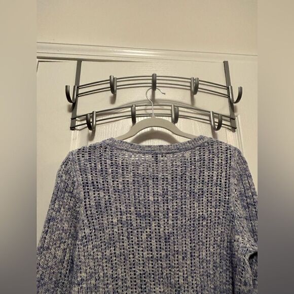 Talbots open knit chunky knit sweater women’s medium blue ivory - Picture 8 of 16